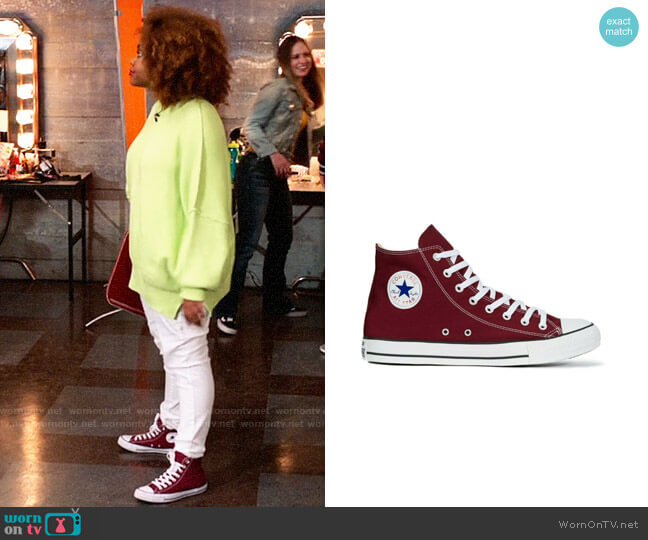 Converse Chuck Taylor High Tops in Maroon worn by Kourtney (Dara Renee) on High School Musical The Musical The Series