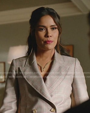 Cristal’s grey plaid blazer on Dynasty