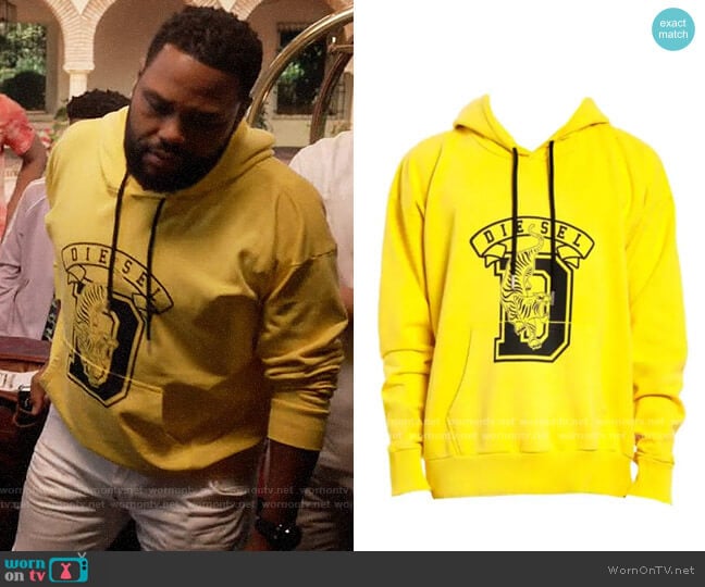 Diesel Alby Logo Varsity Hoodie worn by Andre Johnson (Anthony Anderson) on Black-ish