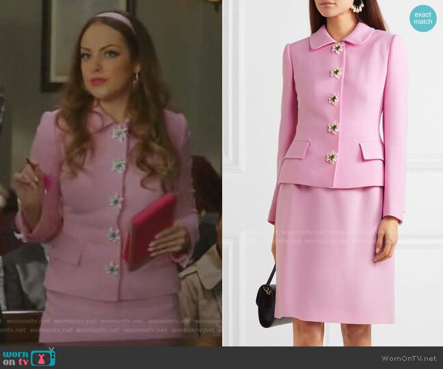 Dolce & Gabbana Embellished Wool-Crepe Blazer worn by Fallon Carrington (Elizabeth Gillies) on Dynasty