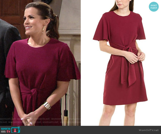 Donna Morgan Tie Front Dress in Mulberry worn by Chelsea Lawson (Melissa Claire Egan) on The Young and the Restless