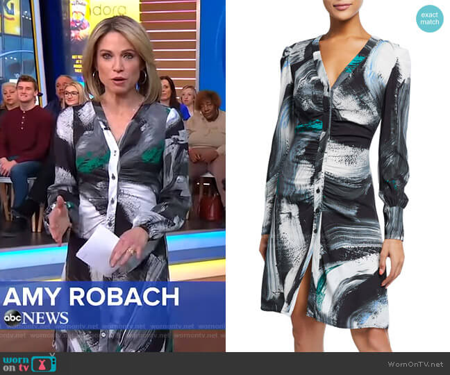 Diane von Furstenberg Calico Printed Button-Down Dress worn by Amy Robach on Good Morning America