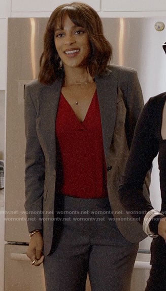 Edie’s grey suit on Almost Family