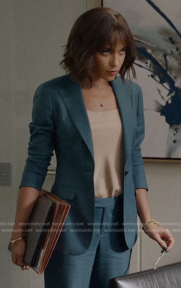Edie’s teal suit on Almost Family