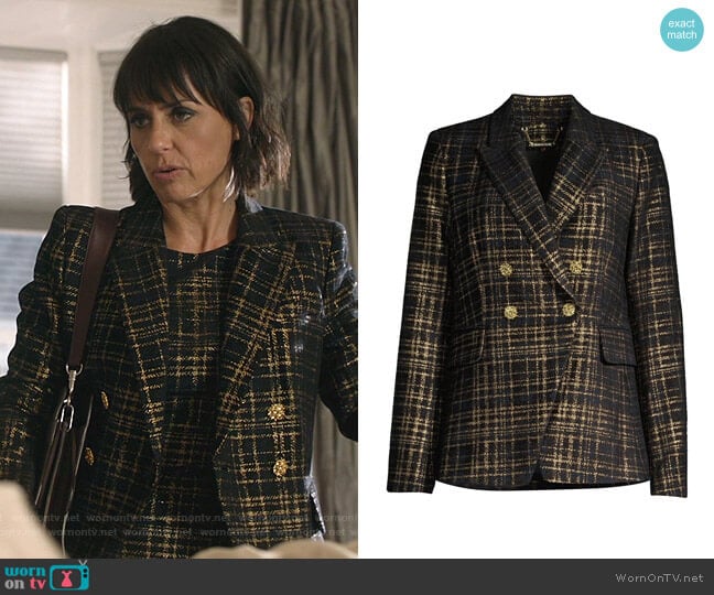 Elie Tahari Jezebel Metallic Plaid Blazer