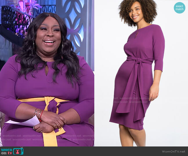 Eloquii Tie Waist Dress with Keyhole Neckline worn by Loni Love on The Real