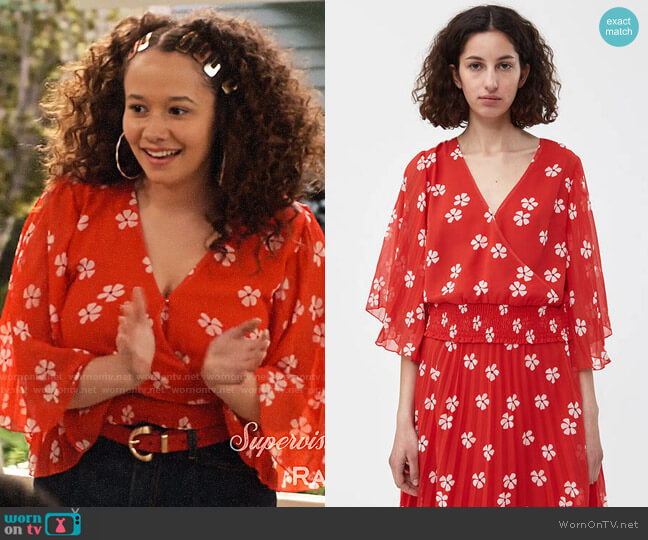 Farrow Carine Smocked Top worn by Jade (Talia Jackson) on Family Reunion