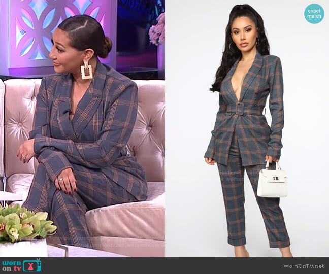 Fashion Nova Never Played Out Plaid Suit Set worn by Adrienne Houghton on The Real
