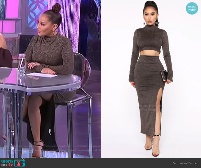 Fashion Nova You Knew About It Skirt Set worn by Adrienne Houghton on The Real