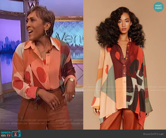 Fe Noel Cubist Lucid Blouse worn by Robin Roberts on The Wendy Williams Show
