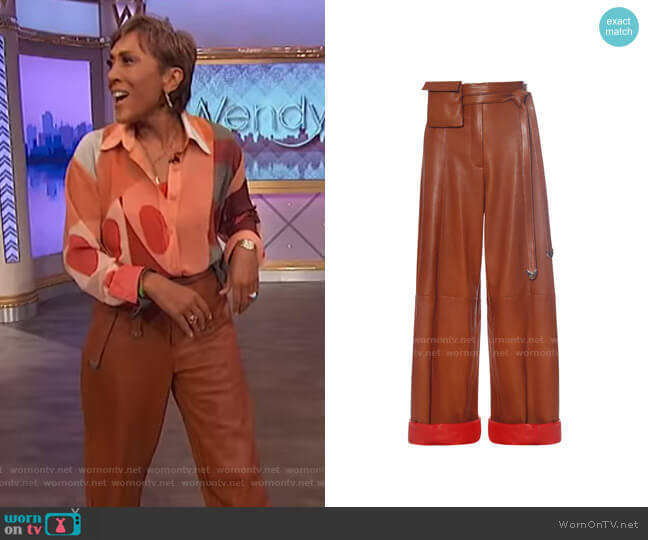 Fe Noel Lambskin Paper Bag Pants worn by Robin Roberts on The Wendy Williams Show