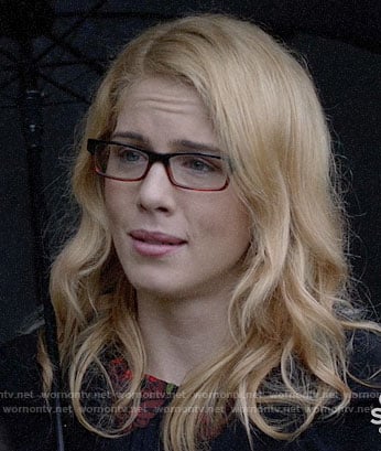 Felicity’s black sweater with floral collar on Arrow