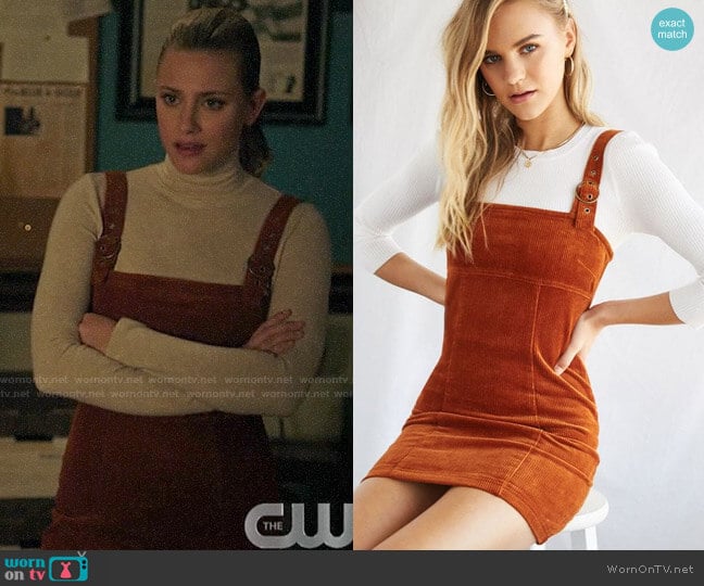 Forever 21 Corduroy Overall Mini Dress worn by Betty Cooper (Lili Reinhart) on Riverdale