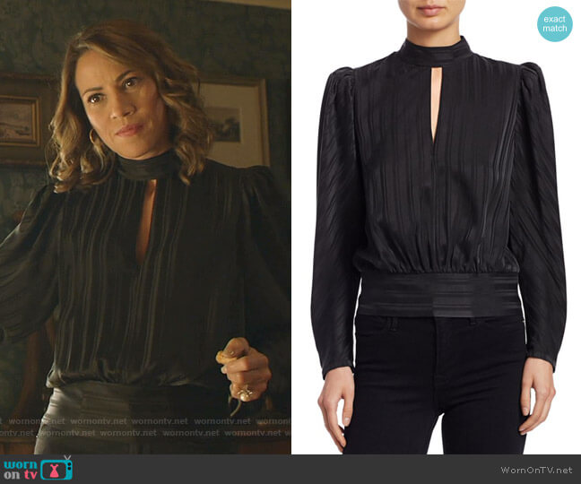 Frame Puff-Sleeve Jacquard Silk Top