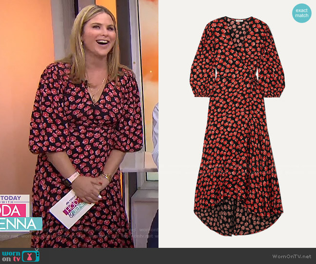 Ganni Lindale Printed Wrap Dress worn by Jenna Bush Hager on Today