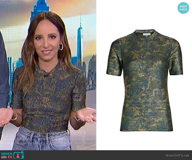 Ganni Lurex Jersey Shirt worn by Lilliana Vazquez on E! News