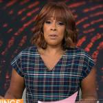 Gayle’s plaid v-neck dress on CBS Mornings