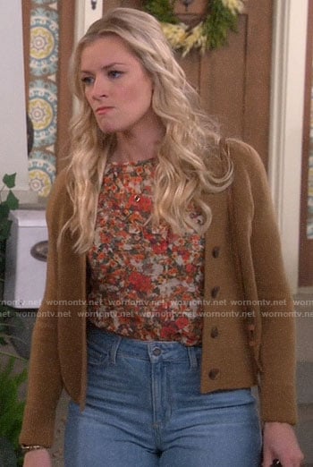 Gemma’s tan cardigan on The Neighborhood