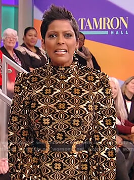 Tamron’s printed jacquard dress on Tamron Hall Show