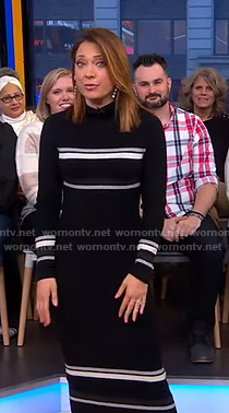 Ginger’s black striped ribbed knit dress on Good Morning America