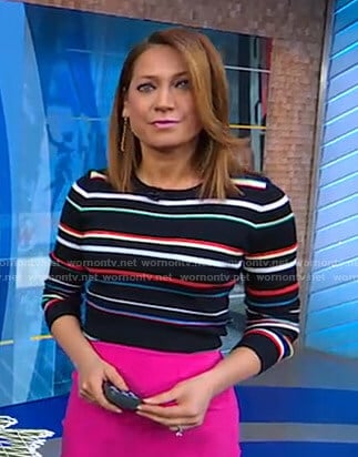 Ginger’s multicolor striped sweater on Good Morning America