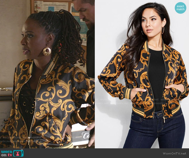 Guess Rae Bomber Jacket worn by Veronica Fisher (Shanola Hampton) on Shameless