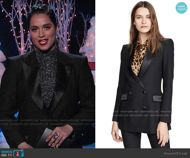 Hebe Studio Bianca Blazer in Black worn by Lilly Singh on A Little Late with Lilly Singh