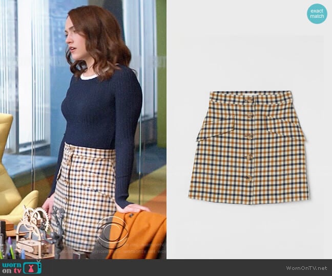 H&M Button Front Skirt worn by Cara Bloom (Violett Beane) on God Friended Me