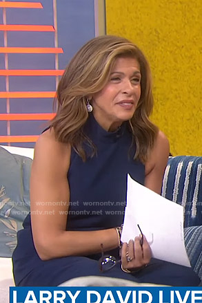 Hoda’s navy mock neck jumpsuit on Today