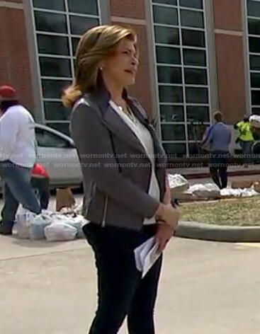 Hoda’s grey moto jacket on Today