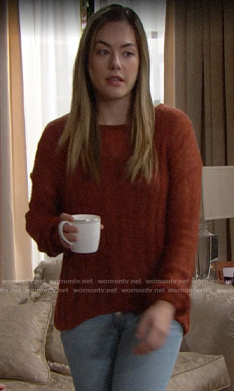 Hope’s rust brown sweater on The Bold and the Beautiful