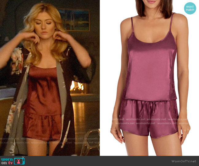 In Bloom by Jonquil Nava Short Pajamas in Plum worn by Mia Smoak (Katherine McNamara) on Arrow
