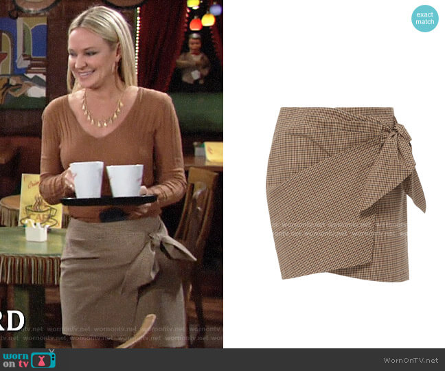 Etoile Isabel Marant Ninon Check Wrap Skirt Skirt worn by Sharon Newman (Sharon Case) on The Young and the Restless