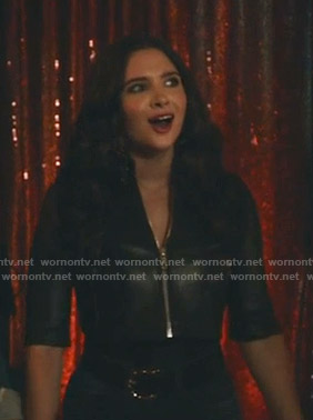 Jane’s black cropped leather jacket on The Bold Type