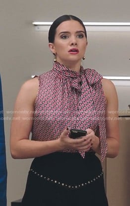 Jane’s geometric tie neck top on The Bold Type