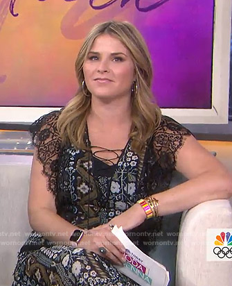 Jenna’s black floral lace maxi dress on Today