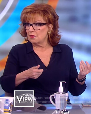 Joy’s navy belted blouse on The View