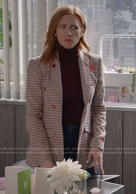 Julia’s checked heart embroidered blazer on Almost Family