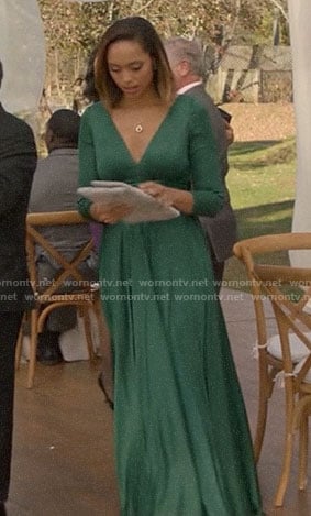Julia’s green long sleeved gown on God Friended Me