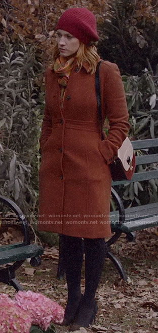 Julia’s rust brown coat on Almost Family