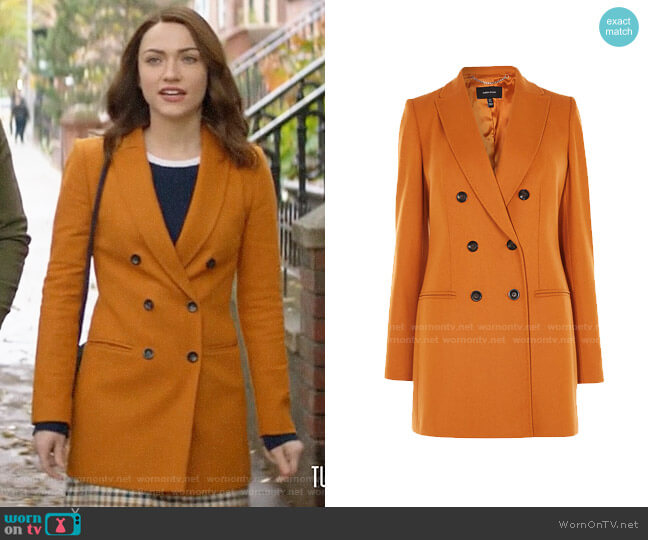 Karen Millen Double Breasted Coat worn by Cara Bloom (Violett Beane) on God Friended Me