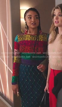 Kat’s rainbow snake print top on The Bold Type