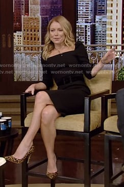 Kelly’s black square-neck dress on Live with Kelly and Ryan