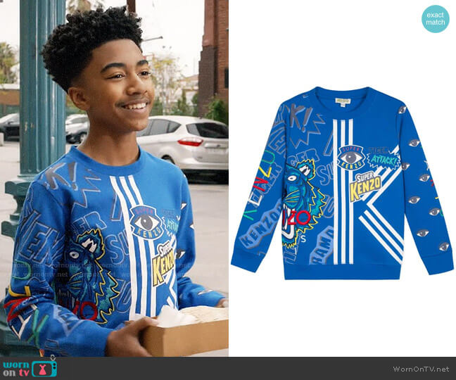 Kenzo Multi Icon Graphic Sweatshirt worn by Jack Johnson (Miles Brown) on Black-ish