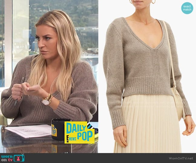 Khaite Charlette V-neck Sweater worn by Morgan Stewart on E! News