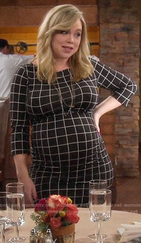 Kristin’s black checked maternity dress on Last Man Standing