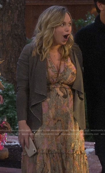 Kristin’s pink paisley print dress on Last Man Standing