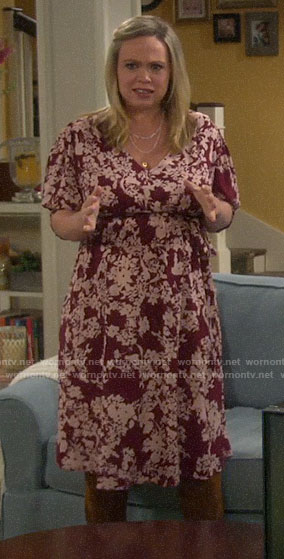 Kristin’s red floral maternity dress on Last Man Standing