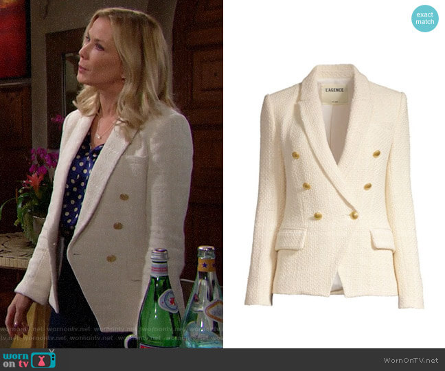 L'Agence Kenzie Tweed Blazer worn by Brooke Logan (Katherine Kelly Lang) on The Bold and the Beautiful