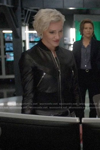Laurel’s leather bomber jacket on Arrow